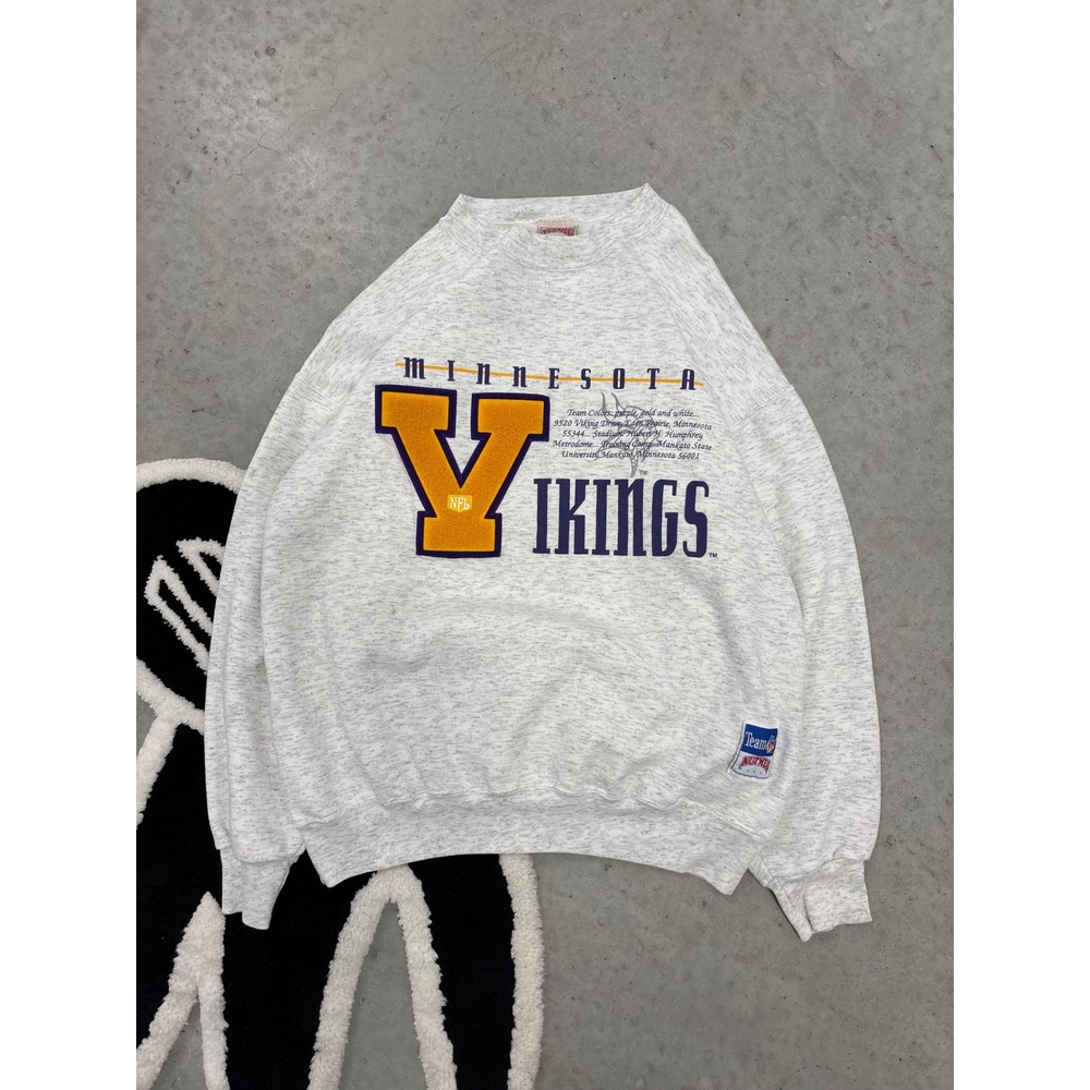 Vintage Nutmeg Mills Minnesota Vikings Sweatshirt 90s NFL Grey CCM Medium